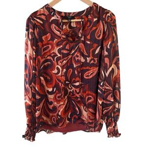 Haver London Womens Top Size Small‎ Paisley 70s Glitzy Shiny Colorful Boho Party